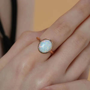 Minimal <b>Opal</b> Stone <b>Gold</b> Plated <b>Rings</b> for Girls and Women Elegant Everyday Fashion Jewelry - Product Image 3