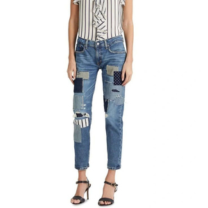 Pantalones de mezclilla azules de cintura alta para mujer 2026, ajustados, lavados, con botones, transpirables, bordes personalizados, de algodón, estilo lápiz, para verano y otoño - Product Image 3