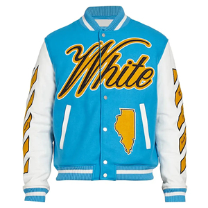 Chaqueta Universitaria Personalizada de Cuero Genuino, Estilo Urbano, Chaqueta Letterman de Lana con Logotipo Bordado para Invierno y Primavera - Product Image 4