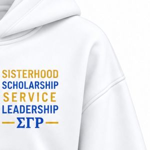 Sweat à capuche zippé blanc pour femme avec broderie SGRho, service de leadership scolaire, veste polaire de sororité grecque, vêtements personnalisés avec logo - Product Image 2
