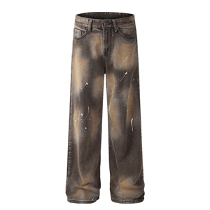 Vaqueros anchos de mezclilla lavada al ácido de alta calidad para hombre, estilo vintage, lavables, de peso pesado, personalizados, para streetwear - Product Image 2