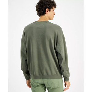 Sweat-shirt en molleton de coton vert olive pour homme, col rond, coupe ample, couleur unie, pull décontracté, vêtements d'hiver, service OEM - Product Image 4