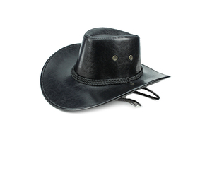Sombrero Vaquero de Cuero con Rayas, Unisex, Ajustable, Casual para Exteriores, Verano, 48-50CM, Negro, Estilo Occidental - Product Image 3