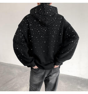 Sudadera con capucha de diseño único para hombre, estilo urbano, extragrande, gruesa, con cremallera, fabricada por OEM, con brillo. - Product Image 5