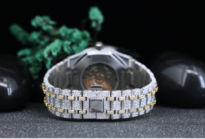 Reloj de Lujo Octogonal de Dos Tonos con Incrustaciones de Moissanita para Hombre |   Reloj de Cuarzo con Diamantes de Imitación Estilo Hip Hop de Acero Inoxidable al por Mayor - Product Image 6