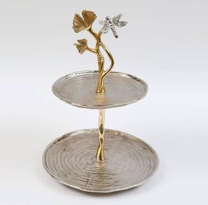 Soporte de Pastel de Aluminio Dorado de 2 Niveles, Hecho a Mano, Elegante, para Bodas y Eventos de Lujo, Artesanía India ASCENT - Product Image 4