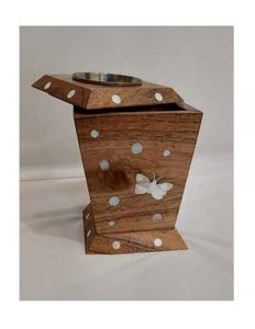 Porte-Bakhoor en bois géométrique moderne, décoratif avec incrustation de MOP, brûleur d'oud arabe, décoration d'intérieur, centre de table, cadeau pour Ramadan et Aïd - Product Image 4