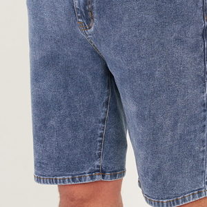 Exoro Short en jean pour homme, taille mi-haute, coupe droite, bleu clair, en coton, décontracté, respirant, tissu tissé, délavage clair, best-seller - Product Image 6