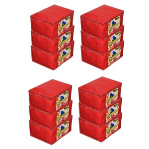 Protectores de Ropa JaipurCrafts, Juego de 12 Fundas para Sarees de Tela No Tejida, Color Rojo, 45 x 35 x 22 cm - Product Image 1