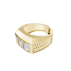 Aarinya Bold Modernist Lab-Grown Diamond Filled Emerald-Cut Men's Luxury Engagement Anniversary Party Power Ring Heavy-Gauge 14K - Product Image 4