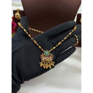 <b>Indian</b> Ethnic Jiya Heritage Delicate Gold Plated Zirconia Bridal <b>Necklace</b> <b>Set</b> - Product Image 3