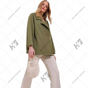 Conjunto de Falda y Blazer de Lana para Mujer, Doble Botonadura, Antiarrugas, Botón Único, Color Sólido, Alta Calidad, Casual y Elegante - Product Image 5