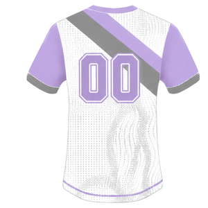 Maillot de rugby à manches courtes gris blanc lavande, col rond, graphique, performance athlétique, vêtements de sport d'équipe, entraînement, match, maillot de rugby - Product Image 2