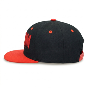 Gorra de Béisbol Personalizada con Bordado 3D Redrum, Gorra Snapback Bordada en Negro y Rojo, Estilo Hip Hop Urbano, Visera Plana para Hombre - Product Image 5