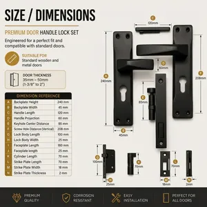 Premium KELLTON Architectural Matte Black Interior Door <b>Lock</b> Set High <b>Security</b> Cylinder Mortise <b>Lock</b> Body Ambidextrous for Home - Product Image 4