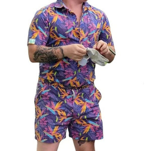 Combinaisons pour hommes, été, décontractées, légères, en coton, manches courtes, sport de plein air, vacances, mode tendance - Product Image 1