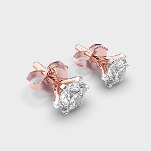 IGI Certified Lab Grown Round Brilliant Cut Diamond Stud <b>Earrings</b> 14K Yellow / White / Rose Gold Solitaire Diamond Stud <b>Earrings</b> - Product Image 3