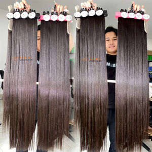 Wholesale High Quality 30-Inch Virgin Remy <b>Hair</b> <b>Extensions</b> Super Double Drawn Raw Vietnamese Weft Bundles 30 Inches Stretched - Product Image 1