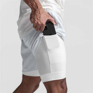 Pantalones Cortos Deportivos de Doble Capa para Hombre, Pantalones Cortos Deportivos 2 en 1 para Gimnasio, Entrenamiento, Secado Rápido, para Correr, de Doble Capa, para Verano - Product Image 5