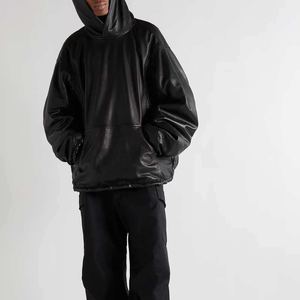 Modern Genuine Leather Winter Hoodie Premium Quality <b>Men</b>’s <b>Hoodies</b> Collection for <b>Men</b> Women Featuring Hooded Outerwear - Product Image 5