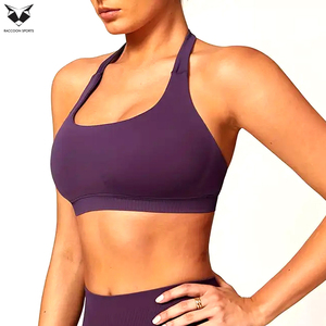 In One Solid Purple Color Seamless Back <b>Bra</b> For Women Quick-Dry Sports Elastic <b>Neck</b> Style Fitness Simple <b>Halter</b> <b>Neck</b> Sports <b>Bra</b> - Product Image 3