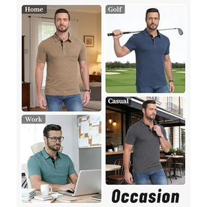 เสื้อโปโลชายมีกระเป๋า แขนสั้น น้ำหนักเบา สวมใส่สบาย เหมาะสำหรับกอล์ฟและธุรกิจ - Product Image 6