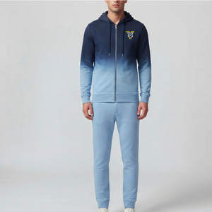 Ensemble de survêtement à capuche pour homme, couleur unie, manches longues, décontracté, respirant, avec cordon de serrage et poches avant, 100 % coton, séchage rapide - Product Image 1