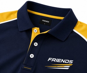 Polo de Manga Corta para Hombre, Color Azul Marino y Amarillo, Diseño Deportivo de Secado Rápido, Logotipo Frontal, Tejido de Punto - Product Image 2