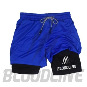 Shorts de sport Bermuda en PU camouflage bleu pour homme BLOODLINE, taille mi-haute élastique, séchage rapide avec logo frontal - Product Image 5