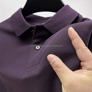 Camiseta de Verano para Hombre, Color Sólido, Transpirable, de Algodón/Poliéster, de Secado Rápido, Tejida, de Manga Corta, con Cuello Camisero, Nueva Exportación - Product Image 1