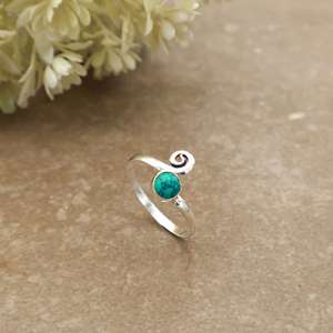Dainty Handmade Natural Turquoise Gemstone <b>Ring</b> 925 Sterling Silver <b>Adjustable</b> Spiral Band Boho Ethnic Foot Jewelry for Women - Product Image 4