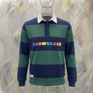 เสื้อโปโลแขนยาวลายทาง Snowgrace ปกคอปกปักโลโก้ แขนยาวทรงปกติ เสื้อผ้าผู้ชายสำหรับผู้ใหญ่ - Product Image 3