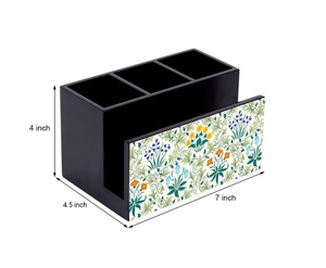 Floral Print MDF Wooden Cutlery Holder Two Compartment <b>Tabletop</b> Flatware Caddy For Dining Table Restaurant And Kitchen Storage - Product Image 4