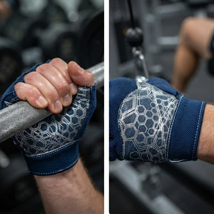 <b>Men</b> Fitness <b>Gloves</b> Breathable Polyester Fabric Half Fingers Secure Wrist Closure Comfortable Gym Training Hexagon Print <b>Gloves</b> - Product Image 6