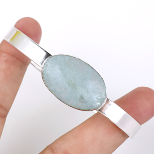 Natural Larimar Gemstone <b>Bracelet</b> 925 Sterling <b>Silver</b> Plated Adjustable <b>Cuff</b> <b>Bracelet</b> for Women Handmade Jewelry For Women - Product Image 5