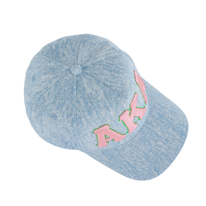 Gorra de Béisbol Ajustable de Mezclilla Azul Claro AKA Light Denim con Letras Bordadas en Rosa, Gorra Casual para Exteriores para Mujer - Product Image 4