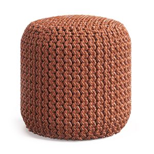 Wynne Round Orange Knitted <b>Pouf</b> for Indoor or Outdoor Use - Product Image 1