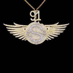 Pendentif Moissanite Ailé S91 Personnalisé en Or, Bijoux Hip Hop, Chaîne de Luxe Iced Out avec Diamants VVS1 - Product Image 4