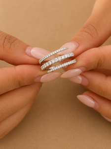 Anillo de Boda de Eternidad Completa con Micro Pavé, Chapado en Oro de 14K, con Diamantes Redondos Brillantes Cultivados en Laboratorio, a la Moda - Product Image 1
