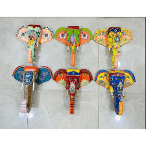 SwamiG TradeX Handcrafted Wooden <b>Elephant</b> Head Art Deco Wall Sculpture (Vertical Design Traditional Indian Art)-Living Room - Product Image 3