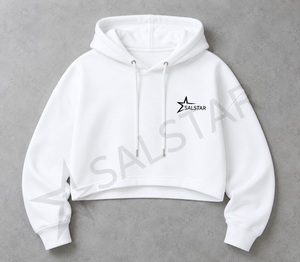 Hoodie court blanc personnalisé pour femme, sweat-shirt oversize, fabricant de vêtements streetwear à marque privée - Product Image 5