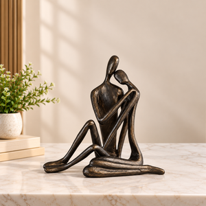 Sculpture artisanale en fonte de fer de couple enlacé, statue romantique d'amoureux, figurine abstraite en métal, décoration d'amour pour couple - Product Image 6