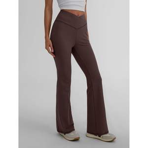 กางเกงโยคะเอวสูงสำหรับผู้หญิงกางเกงทำงานผ่าข้างขากว้างชุดเล่นโยคะฟิตเนสคอวีแบบทันสมัยสำหรับฤดูใบไม้ร่วงและ2025 - Product Image 3