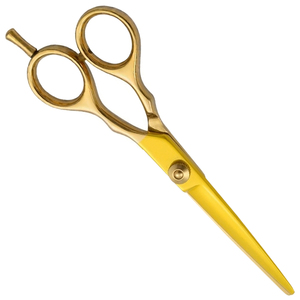 Ciseaux de coiffure professionnels légers en acier inoxydable jaune doré de 5,5 pouces, faible MOQ, durables pour la coupe de barbe, usage en salon de coiffure - Product Image 6