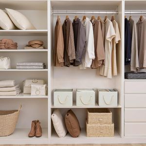Cestas de tela para almacenamiento en estantes, contenedores plegables para organizar el armario y guardar ropa - Product Image 2