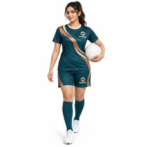 Maillot de football personnalisé sublimé pour hommes et adultes, col rond, manches courtes, couleur dégradée, respirant, polyester, évacuation de l'humidité - Product Image 2