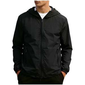 Heathered Texture Men <b>Waterproof</b> Fleece <b>Jacket</b> Melange Cotton Shell Hooded Elegant Performance Athletic Club Outerwear Spring - Product Image 2