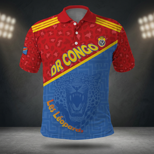 Polo de Manga Corta Rojo y Azul para Hombre, Diseño Deportivo con Estampado Digital, Tejido de Punto Transpirable - Product Image 4