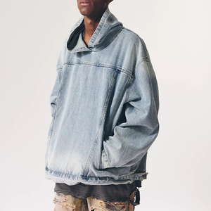 เสื้อฮู้ดดี้เดนิมทีมชาย สไตล์สตรีทแวร์ ผลิตในปากีสถาน รับผลิตแบบ OEM ODM ขายส่ง เสื้อฮู้ดดี้เดนิมทีมชาย - Product Image 2