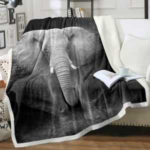 3D Elephant Printed 130x1 Sherpa Fleece Blanket Soft Cozy Fuzzy Black Galaxy Elephant Gifts for Women Adults for Couch Sofa Bed - Product Image 1